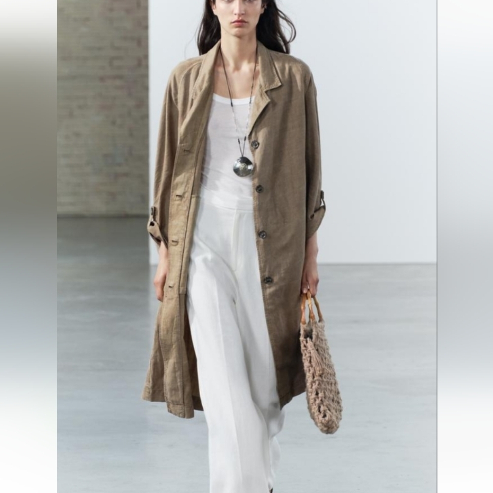 Zara ZW Collection Oversized Washed Trench Coat Sz M-L